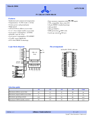 AS7C513B Datasheet PDF Alliance Semiconductor