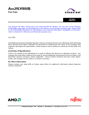 AM29LV800BB-120 Datasheet PDF Advanced Micro Devices
