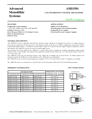 AMS1501CT-1.5 Datasheet PDF Advanced Monolithic Systems Inc