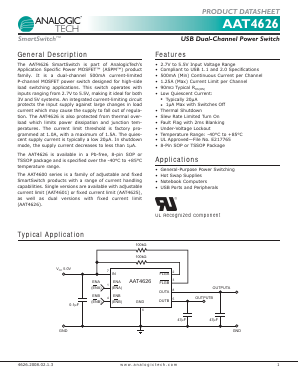 AAT4626IHS-1-T1 Datasheet PDF Advanced Analogic Technologies