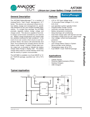 AAT3680ITP-4.2-T1 Datasheet PDF Advanced Analogic Technologies
