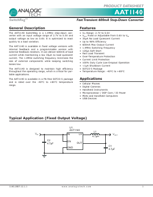 AAT1140 Datasheet PDF Advanced Analogic Technologies