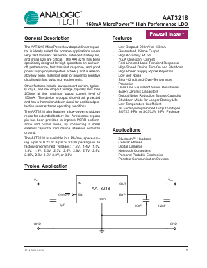 AAT3218IJS-2.9-T1 Datasheet PDF Advanced Analogic Technologies