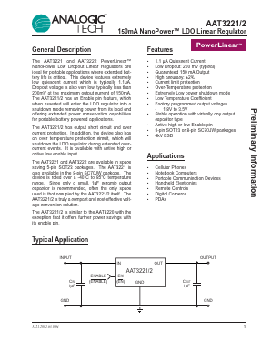 AAT3222 Datasheet PDF Advanced Analogic Technologies