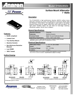 D10AA10Z4 Datasheet PDF Anaren Microwave
