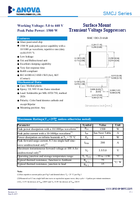 SMCJ9.0 Datasheet PDF Anova Technologies CO., LTD.