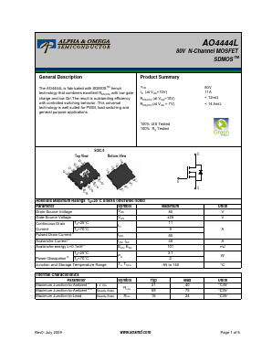 AO4444L Datasheet PDF Alpha and Omega Semiconductor