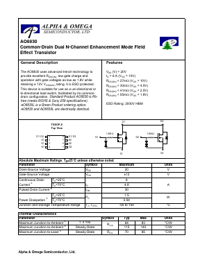 AO8830 Datasheet PDF Alpha and Omega Semiconductor