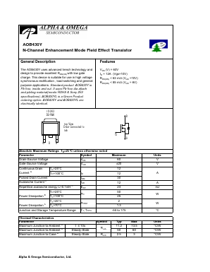 AOB430Y Datasheet PDF Alpha and Omega Semiconductor