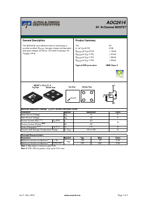 AOC2414 Datasheet PDF Alpha and Omega Semiconductor