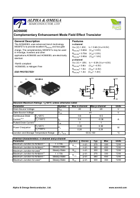 AO5600E Datasheet PDF Alpha and Omega Semiconductor