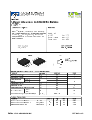 AO4728L Datasheet PDF Alpha and Omega Semiconductor