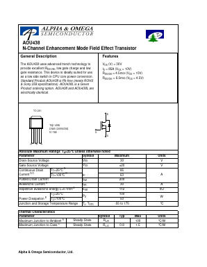 AOU438 Datasheet PDF Alpha and Omega Semiconductor