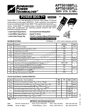 APT5018SFLL Datasheet PDF Advanced Power Technology 