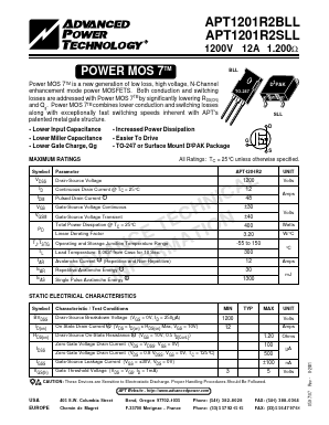 APT1201R2SLL Datasheet PDF Advanced Power Technology 