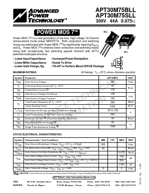 APT30M75 Datasheet PDF Advanced Power Technology 