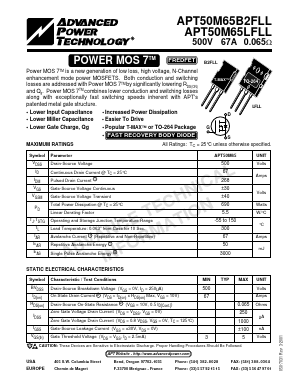 APT50M65LFLL Datasheet PDF Advanced Power Technology 