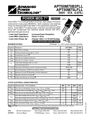 APT50M75LFLL Datasheet PDF Advanced Power Technology 