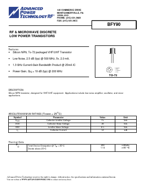 BFY90 Datasheet PDF Advanced Power Technology 