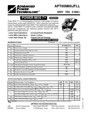 APT60M60JFLL Datasheet PDF Advanced Power Technology 