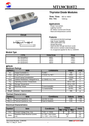 MT130CB08T2 Datasheet PDF Jiangsu APT Semiconductor Co.,Ltd.