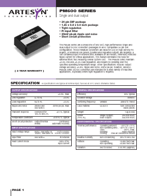 PM631 Datasheet PDF Artesyn Technologies
