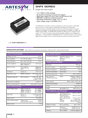 SHP5-12D12 Datasheet PDF Artesyn Technologies