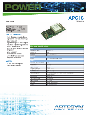 APC18T12-9JL Datasheet PDF Artesyn Technologies