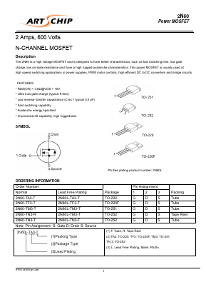 2N60L-TM3-T Datasheet PDF ARTSCHIP ELECTRONICS CO.,LMITED.