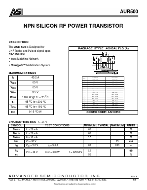 AUR500 Datasheet PDF Advanced Semiconductor