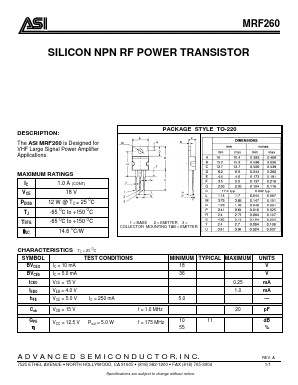 MRF260 Datasheet PDF Advanced Semiconductor