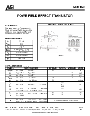 MRF160 Datasheet PDF Advanced Semiconductor