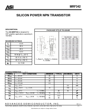 MRF342 Datasheet PDF Advanced Semiconductor