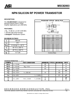 MSC82003 Datasheet PDF Advanced Semiconductor