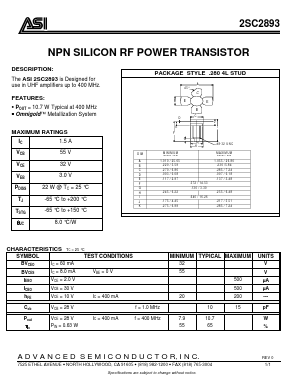 2SC2893 Datasheet PDF Advanced Semiconductor