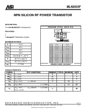 ASI10634 Datasheet PDF Advanced Semiconductor