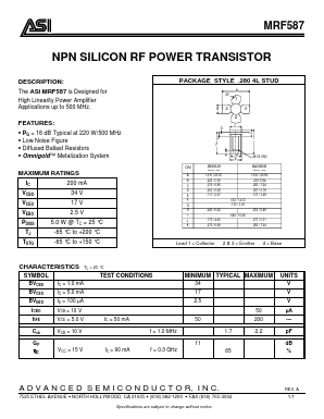 MRF587 Datasheet PDF Advanced Semiconductor