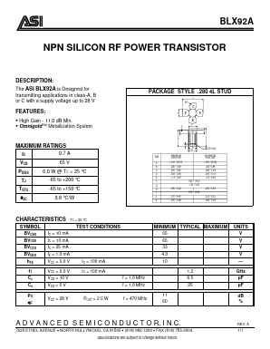 BLX92A Datasheet PDF Advanced Semiconductor
