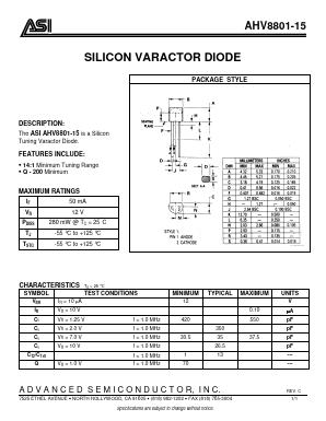 AHV8801-15 Datasheet PDF Advanced Semiconductor