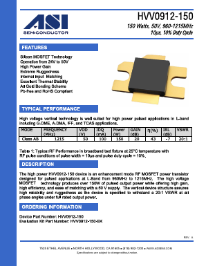 HVV0912-150 Datasheet PDF Advanced Semiconductor
