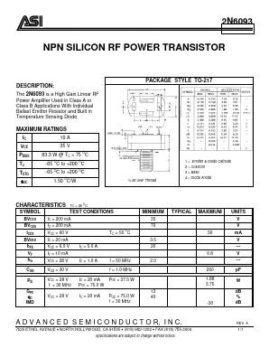 2N6093 Datasheet PDF Advanced Semiconductor