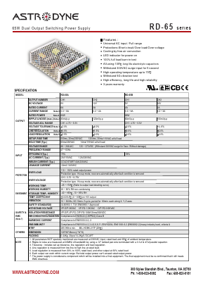 RD-65B Datasheet PDF Astrodyne Corporation