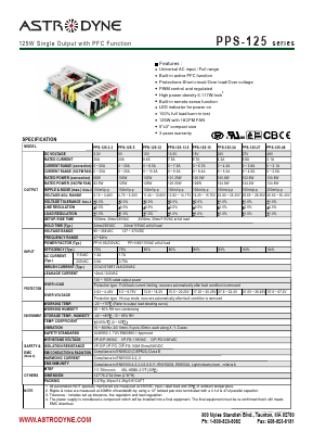 PPS-125-24 Datasheet PDF Astrodyne Corporation