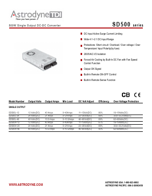 SD500L-12 Datasheet PDF Astrodyne Corporation