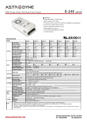 S-240 Datasheet PDF Astrodyne Corporation