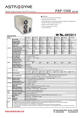 PSP-1500-5 Datasheet PDF Astrodyne Corporation
