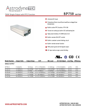 SP750-24 Datasheet PDF Astrodyne Corporation