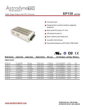SP150-48 Datasheet PDF Astrodyne Corporation