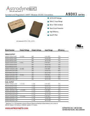 ASD03-12S3H Datasheet PDF Astrodyne Corporation