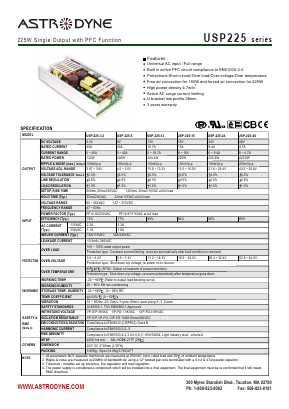 USP225-3.3 Datasheet PDF Astrodyne Corporation